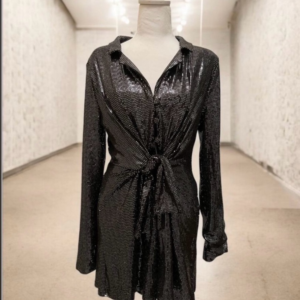 Ina Elegant Black and Silver Dress